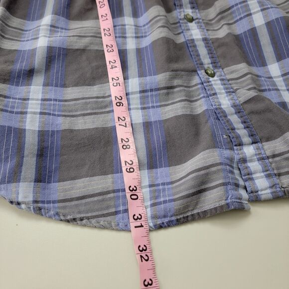 Patagonia Button Up Shirt Mens Large Gray Blue Plaid Classic Fit Long Sleeve - Picture 11 of 12